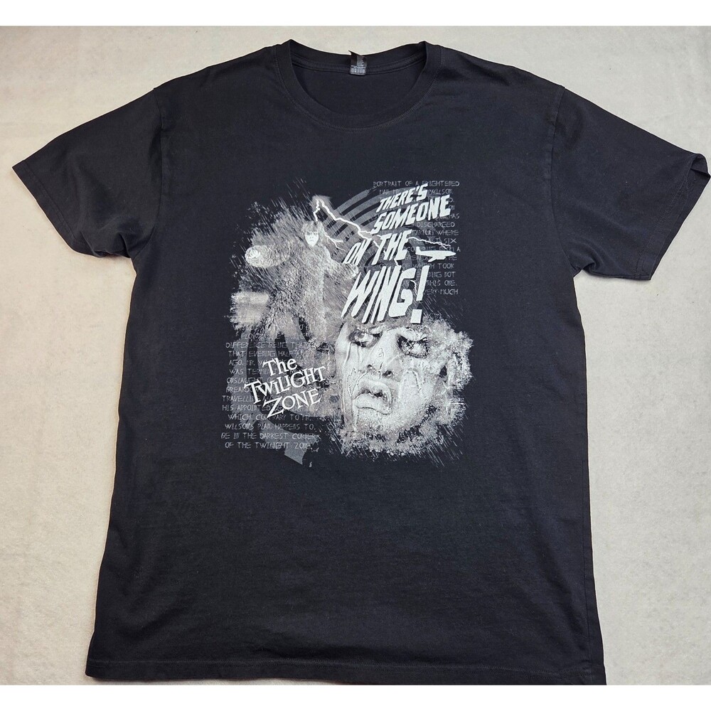Twilight Zone T Shirt Mens size L Black Graphic Horror TV Show Tee Pre Owned